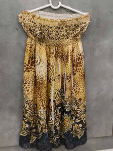 Boho Floral Strapless Dress