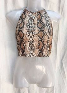 15171. Snakeskin Halter Crop Top