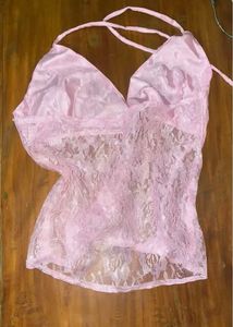 Pink Lace Halter Top