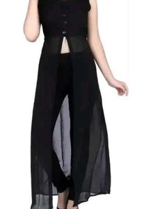 Sleeveless Black Sheer Overlay Top🖤