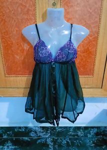 Purple Floral Lace Babydoll