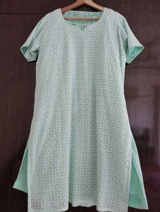 Embroidered Kurta Pants Set For Women, Green, 46in