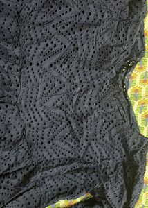 Navy Blue Embroidered Top