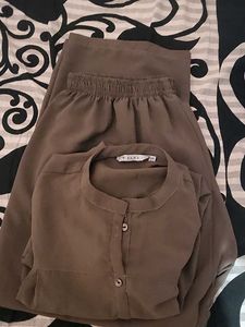 Brown Kurti with Pant Set