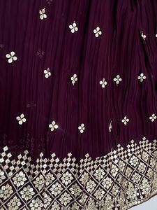 Burgundy Lehenga With Jodhpuri Faag ( Odhani)