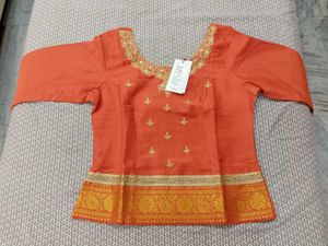 Embroidered Orange Blouse