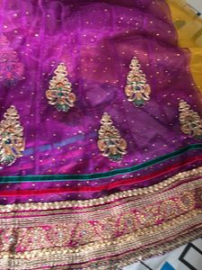 Beautiful Saree In Net N Silk Apt For Festive Wear