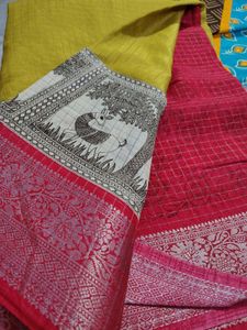 Purple &amp; Teal Handloom Saree