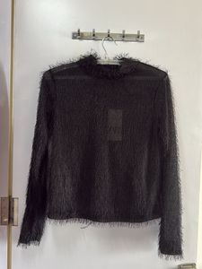 Zara Black Faux Fur Top
