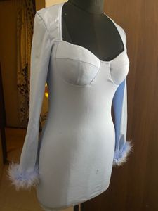 Fur Sleeve Bodycon Dress