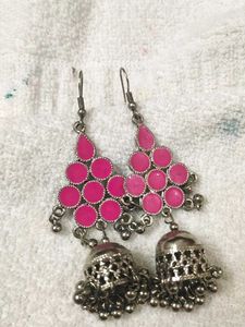 Pink Jhumka Earrings