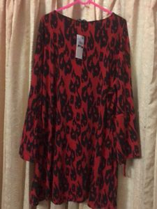 Imported Top/Tunic Red Leopard Prints