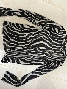Zebra Print Mesh Top