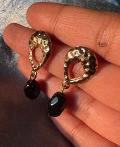 Elegant Gold & Black Drop Earrings