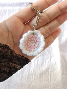 Fish Cake Crochet Keychain