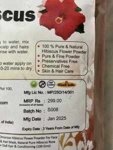 Khadi Hibiscus Powder - Natural Beauty