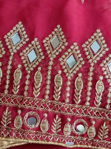 Elegant Red Mirror Work Saree