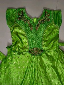 Green Embroidered Girls Dress