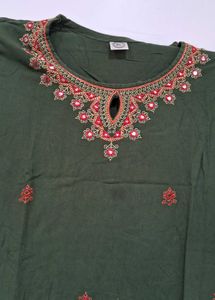 Green Embroidered Kurta