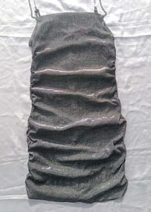 (Urbanic)Glittery Rhinstone Chain Ruched Dress