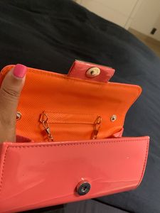 Coral Patent Leather Clutch