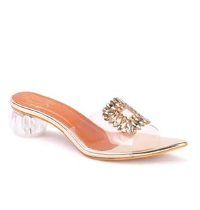 Elegant Clear Heel Rhinestone Slides