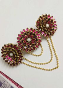 Floral Hair Clip with Chain
