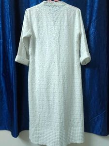 White Chikan Work Long Kurta👌