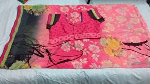 Floral Pink Saree with Blouse