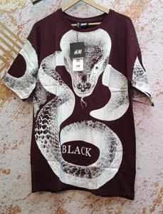 Snake Print Drop Shoulder T-Shirt