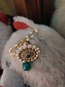 Gold-Tone Pearl &amp; Emerald Pendant
