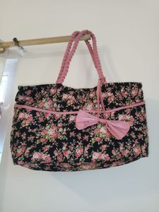 Floral Tote with Pink Accents