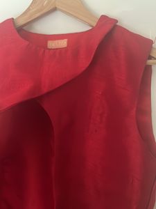 Red Overlay Shrug Top