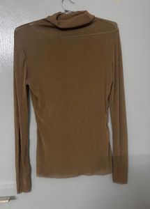 Brown Turtleneck Top