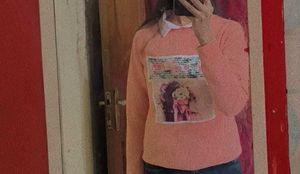 Cute Pink Graphic Print Pullover