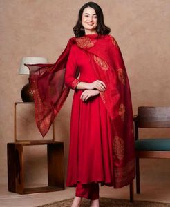 Red Colour Anarkali Kurta Set