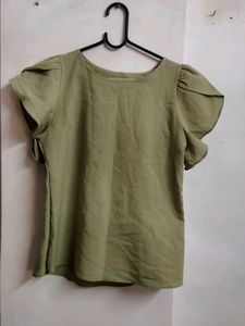 Olive Green Flutter Sleeve Top