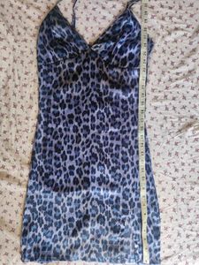 Blue Leopard Print Mini Dress