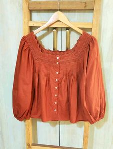 Embroidery Work Light Brown Top Size-40