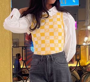 Yellow Checkered Corset Top