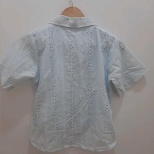 Eyelet Embroidered Floral Shirt