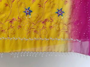 Embroidered Yellow &amp; Pink Sari