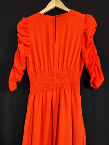 Dark Orange Round Neck Long Dress (Women)