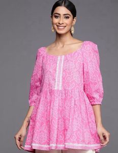 Libas Pink Floral Short Kurti Tunic