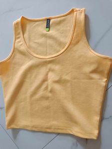 Solid Trendy Crop Top Yellow