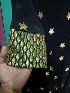 Black Dress Gold Star Embroidery Design