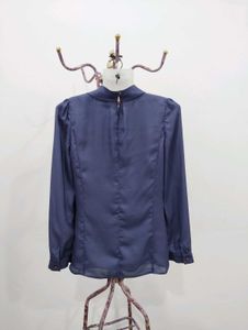 Navy Ruffle Blouse