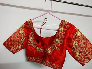 Red Heavy Embroidered Blouse