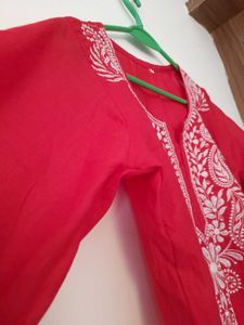 Embroidery Daily Office New Wear Kurti Red Festive