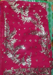 Pink Sequin Saree